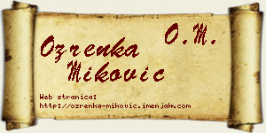 Ozrenka Miković vizit kartica